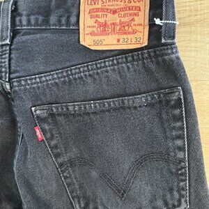 LEVIS 505 JEANS RAW HEM SIZE 32 X30 BLACK COLOR REGULAR STRAIGHT FIT